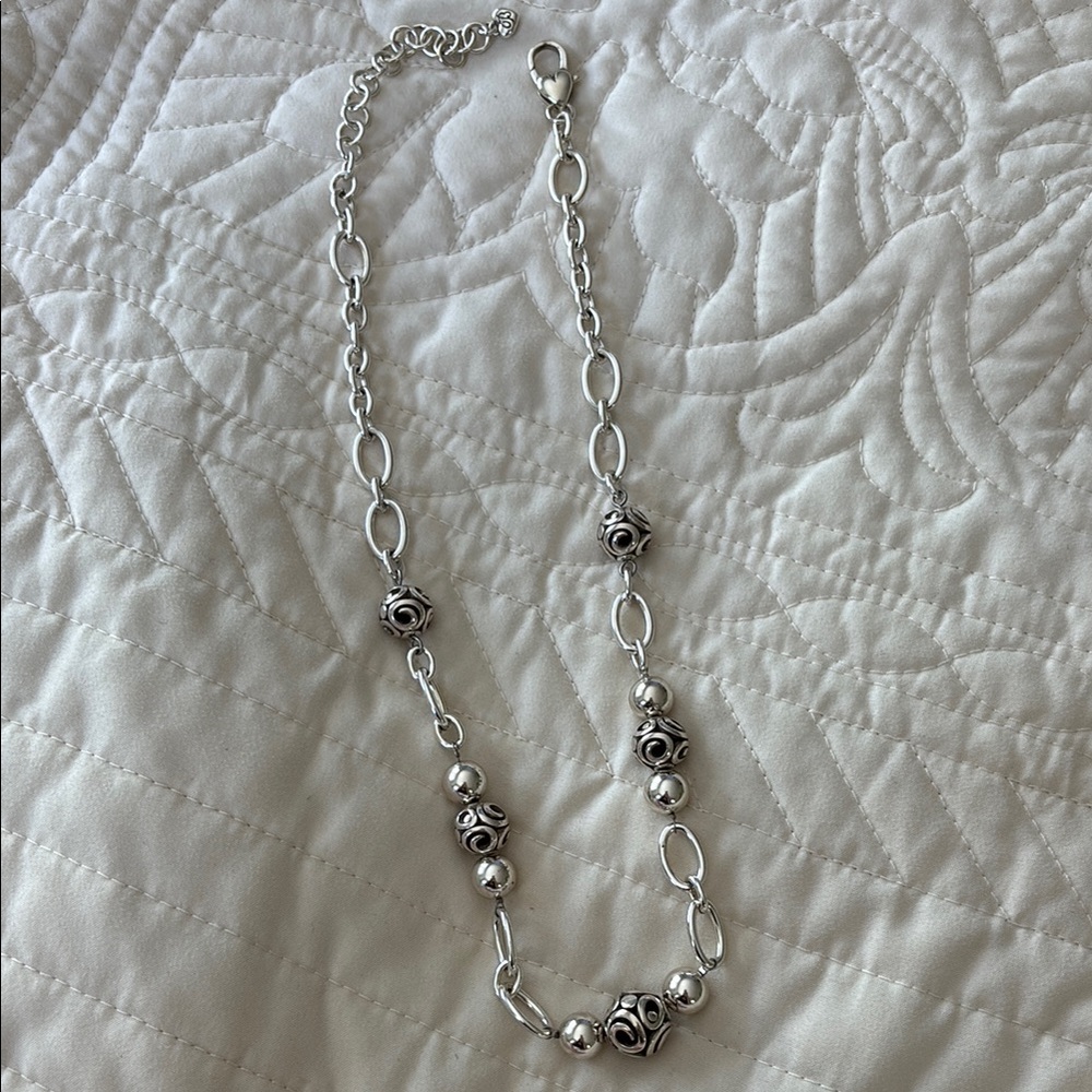 Elegant Silver Plated Necklace with Intricate Bead Design